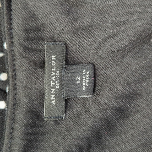 Ann Taylor Black and White Cinched Waist 3/4 Sleeve Sheath Dress Size 12 - Picture 10 of 11